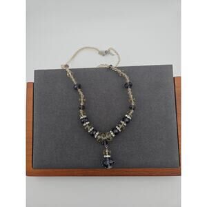 Faceted Beaded Statement Necklace Cream Purple Crystal Style Elevated Casual